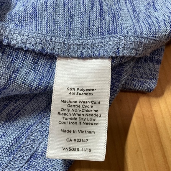 T x TALBOTS Blue Jersey Dress Soft Drape Casual Stretch Knit Marled Blue Sz Lp - Picture 9 of 10